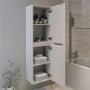 Beige Double Door Wall Mounted Tall Bathroom Cabinet 400x1400mm Storage Unit - Pendle
