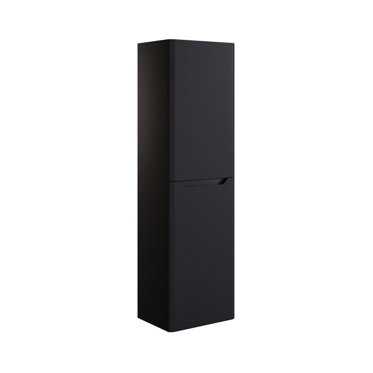 Black Double Door Wall Mounted Tall Bathroom Cabinet 400x1400mm Storage Unit - Pendle