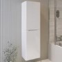 White Double Door Wall Mounted Tall Bathroom Cabinet 400x1400mm Storage Unit - Pendle