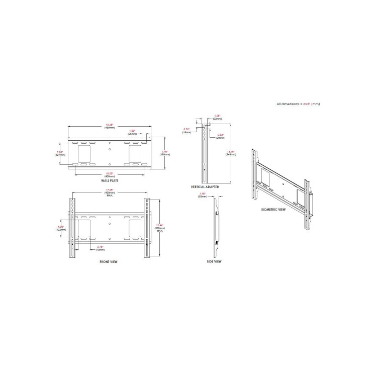 Peerless PF640 Flat Wall Mount TV Bracket - Up to 46 Inch