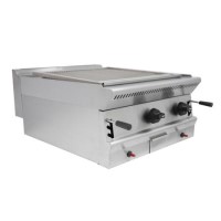 Parry PGC6 Natural Gas Countertop Lave Rock Chargrill. 600mm Wide. 2 Burners. Dual Zone Control. Made In Britain. 2 Years Full Manufacturers warranty
