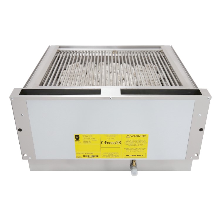 Parry PGC6 Natural Gas Countertop Lave Rock Chargrill. 600mm Wide. 2 Burners. Dual Zone Control. Made In Britain. 2 Years Full Manufacturers warranty