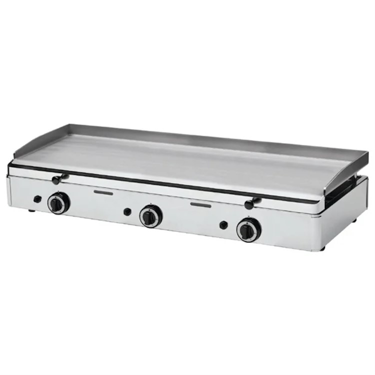 Parry PGF1000G LPG Gas Countertop Griddle 1000mm Wide - 3 Burners. Triple Zone Control. Polished Steel Plate. Includes FREE Natural Gas Conversion Kit. Made In Britain