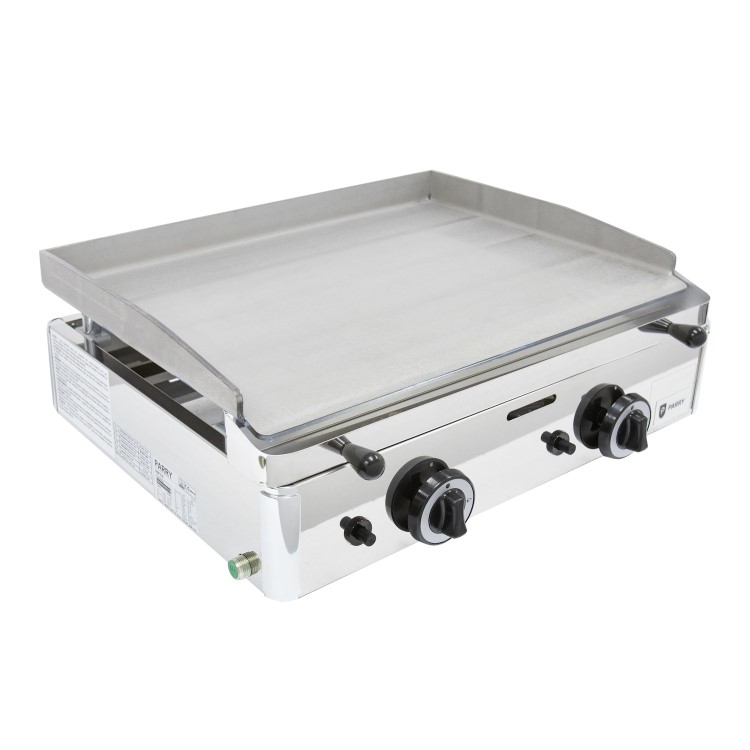 Parry PGF600G LPG Gas Countertop Griddle 600mm Wide - 2 Burners. Dual Zone Control. Polished Steel Plate. Includes FREE Nat Gas Conversion Kit. Made In Britain