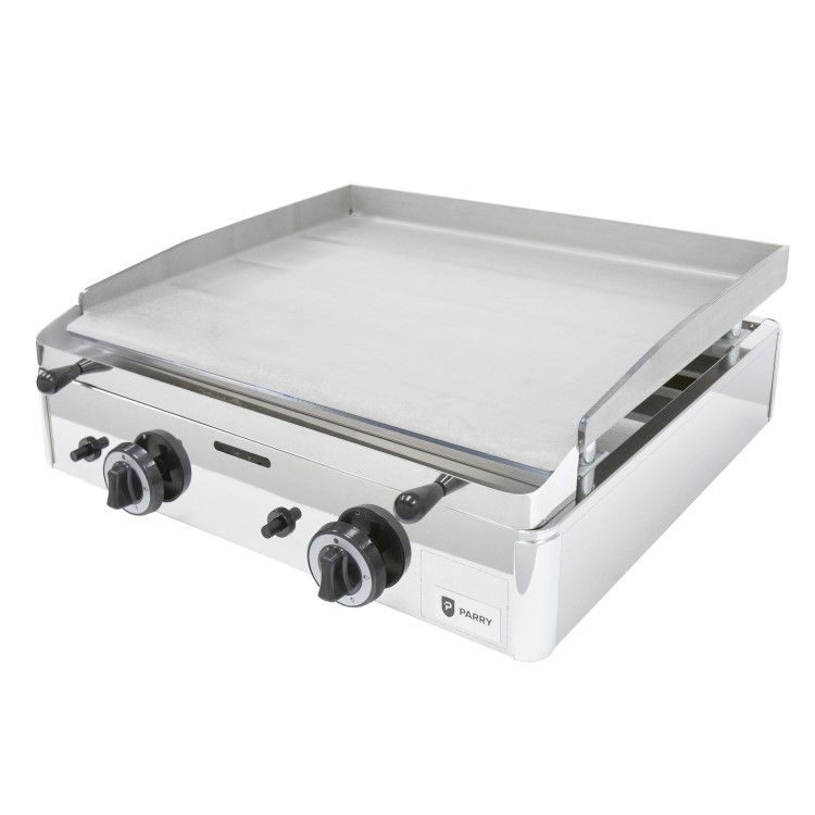 Parry PGF600G LPG Gas Countertop Griddle 600mm Wide - 2 Burners. Dual Zone Control. Polished Steel Plate. Includes FREE Nat Gas Conversion Kit. Made In Britain