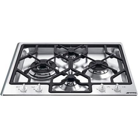 GRADE A1 - Smeg PGF64SC Linea Ultra Low Profile 60cm Gas Hob Stainless Steel