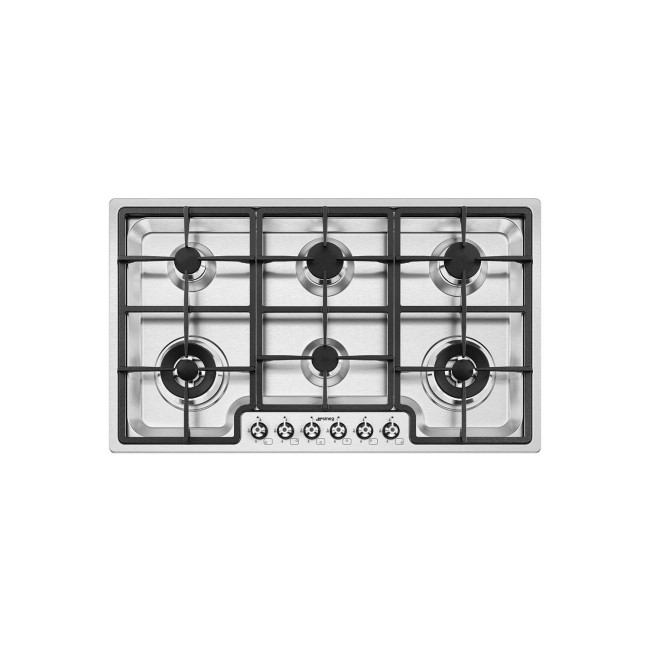 Smeg PGF96 Classic 87cm 6 Burner Gas Hob Stainless Steel Appliances
