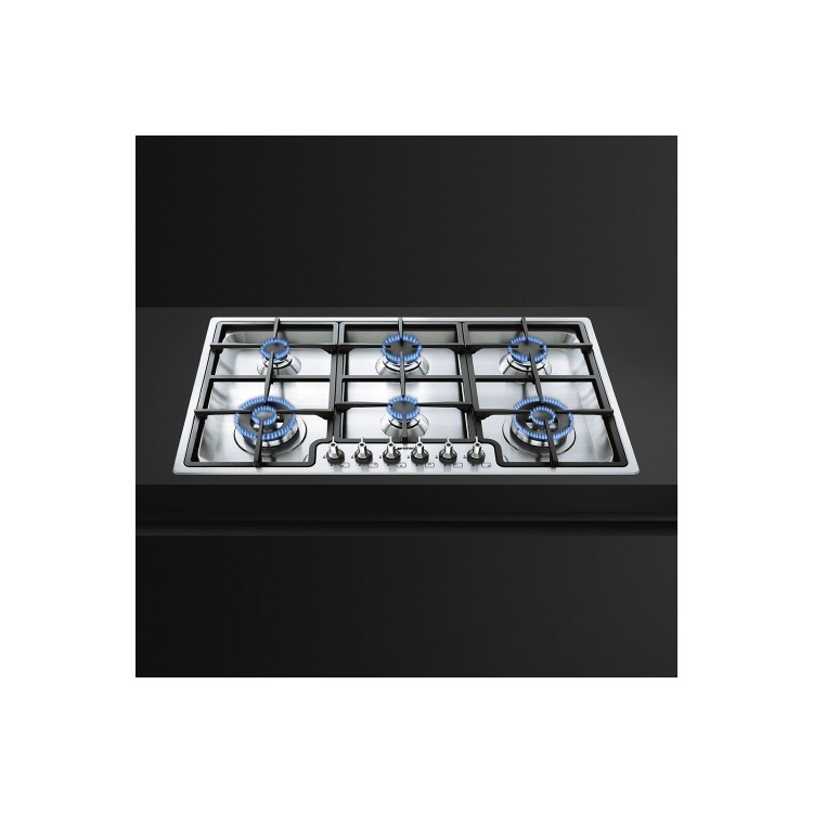 Smeg Classic 87cm 6 Burner Gas Hob - Stainless Steel