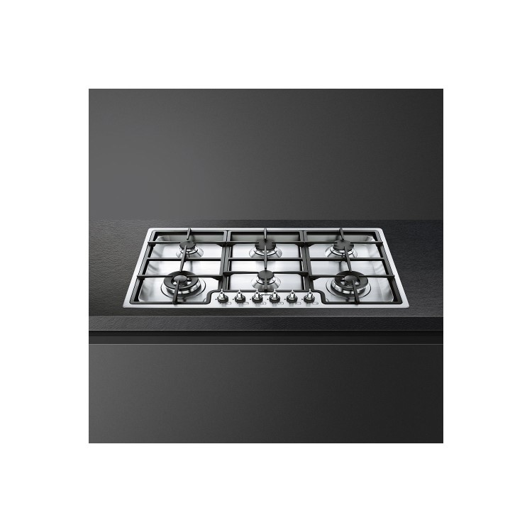 Smeg Classic 87cm 6 Burner Gas Hob - Stainless Steel