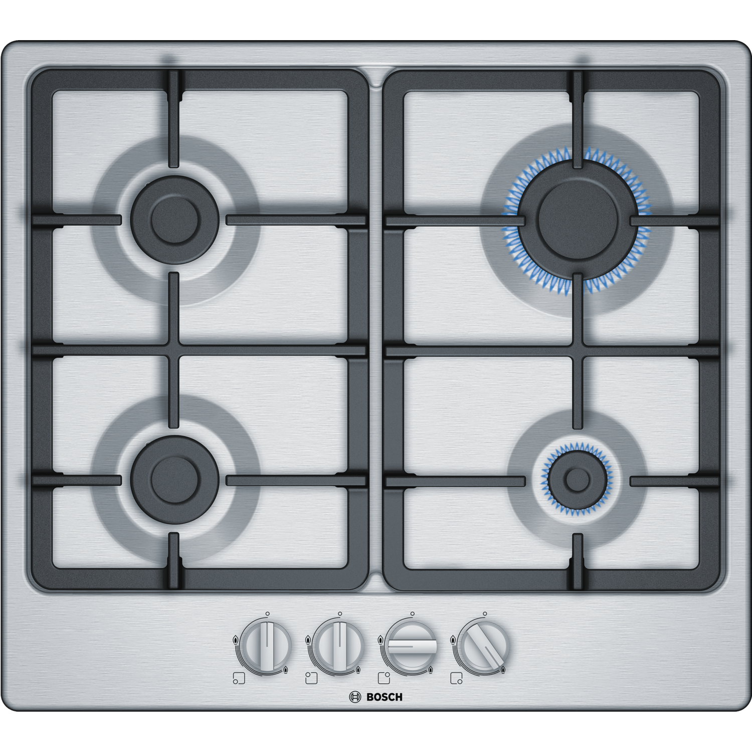 Bosch PGP6B5B90 Series 4 58cm 4 Burner Gas Hob - Stainless Steel