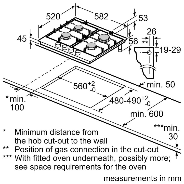 Bosch Series 4 60cm 4 Burner Gas Hob - Stainless Steel