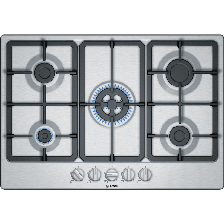 Refurbished Bosch Serie 4 PGQ7B5B90 75cm Gas Hob Stainless Steel