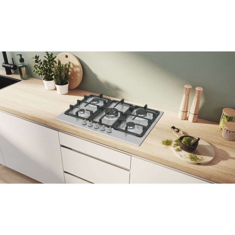 Bosch Series 4 75cm 5 Burner Gas Hob - Stainless Steel