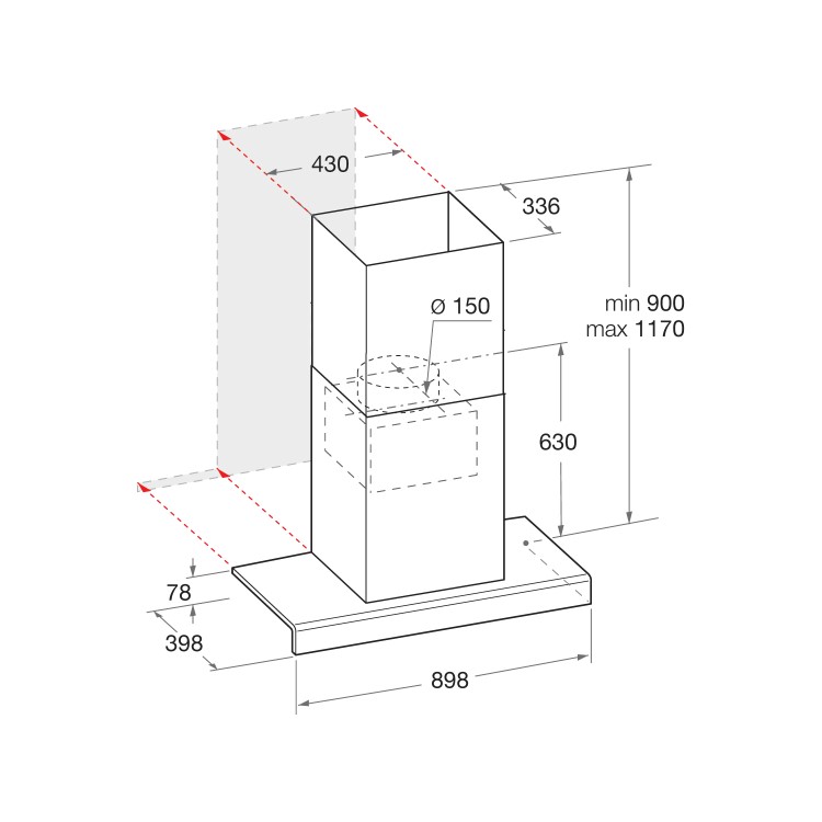 Hotpoint PHBG98LTSIX Shelf-style 90cm Chimney Cooker Hood Stainelss Steel