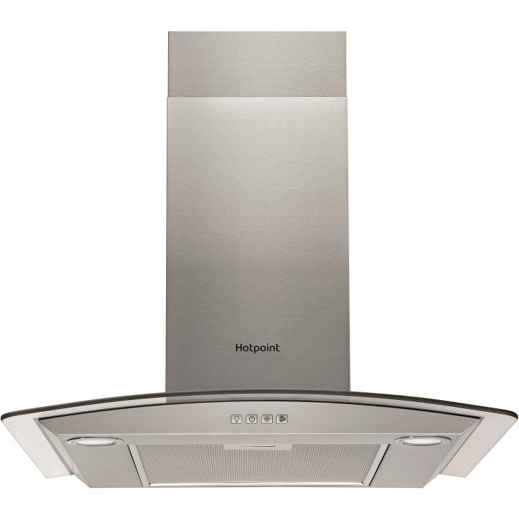 Refurbished Hotpoint PHGC64FLMX 60cm Cooker Hood With Curved Glass Canopy Stainless Steel