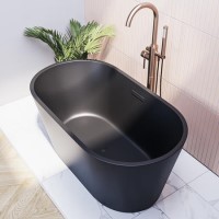 GRADE A2 - Matt Black Freestanding Double Ended Bath 1300 x 715mm - Phoenix