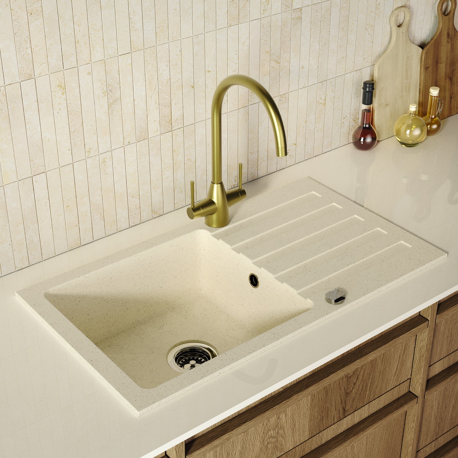 Single Bowl Composite Inset Kitchen Sink Reversible Drainer Phoebe