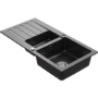 1.5 Bowl Black Granite Composite Sink & Waste Kit with Reversible Drainer - 960 x 480mm - Phoebe