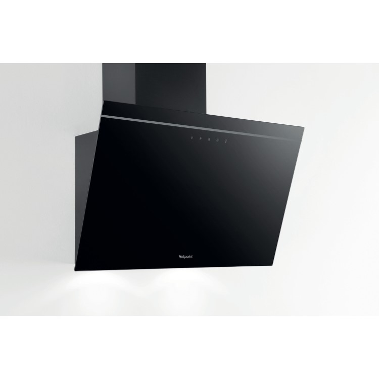Refurbished Hotpoint PHVP62FLTK 60cm Angled Chimney Hood Black