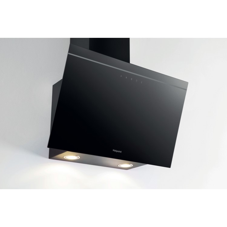 Refurbished Hotpoint PHVP62FLTK 60cm Angled Chimney Hood Black