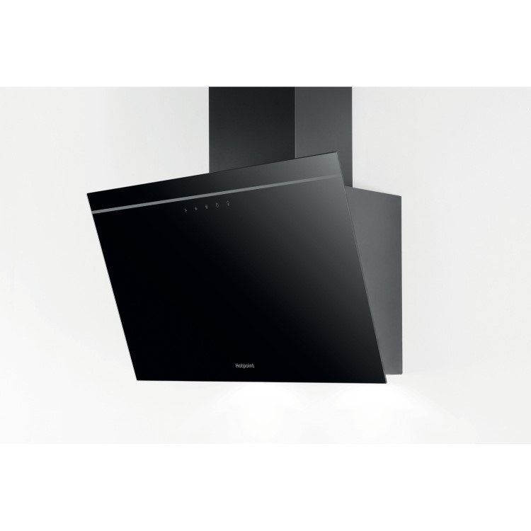 Refurbished Hotpoint PHVP62FLTK 60cm Angled Chimney Hood Black