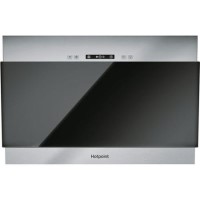 Hotpoint 60cm Angled Cooker Hood - Black Glass & Stainless Steel