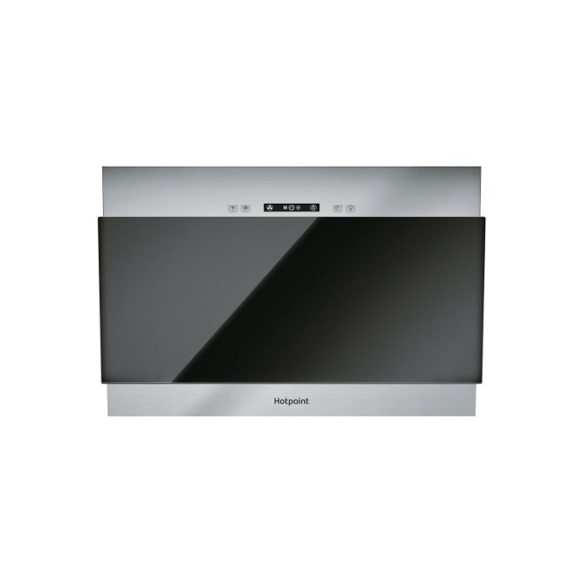 GRADE A2 - Hotpoint PHVP64FALK 60cm Touch Control Angled Cooker Hood - Black Glass & Stainless Steel