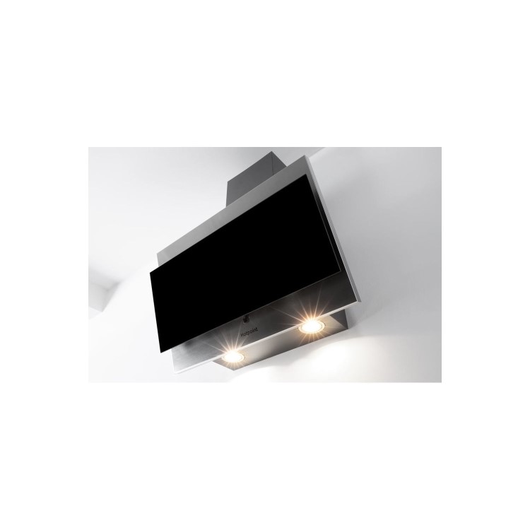 Hotpoint 60cm Angled Cooker Hood - Black Glass & Stainless Steel