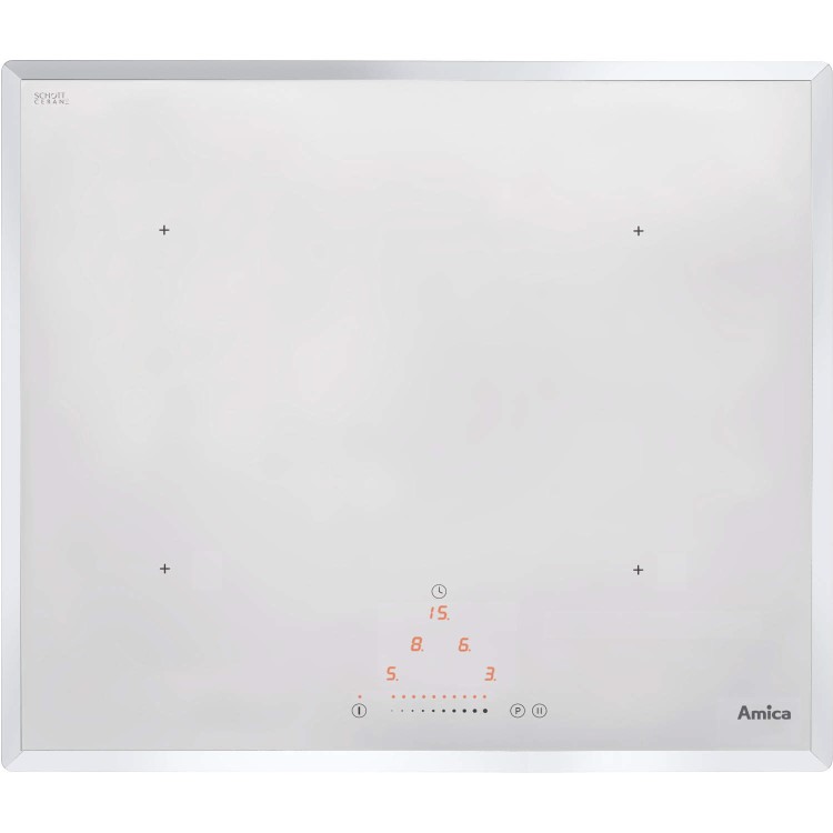GRADE A1 - Amica PI6112WFT Bevelled Edge Slider Control 60cm Four Zone Induction Hob White