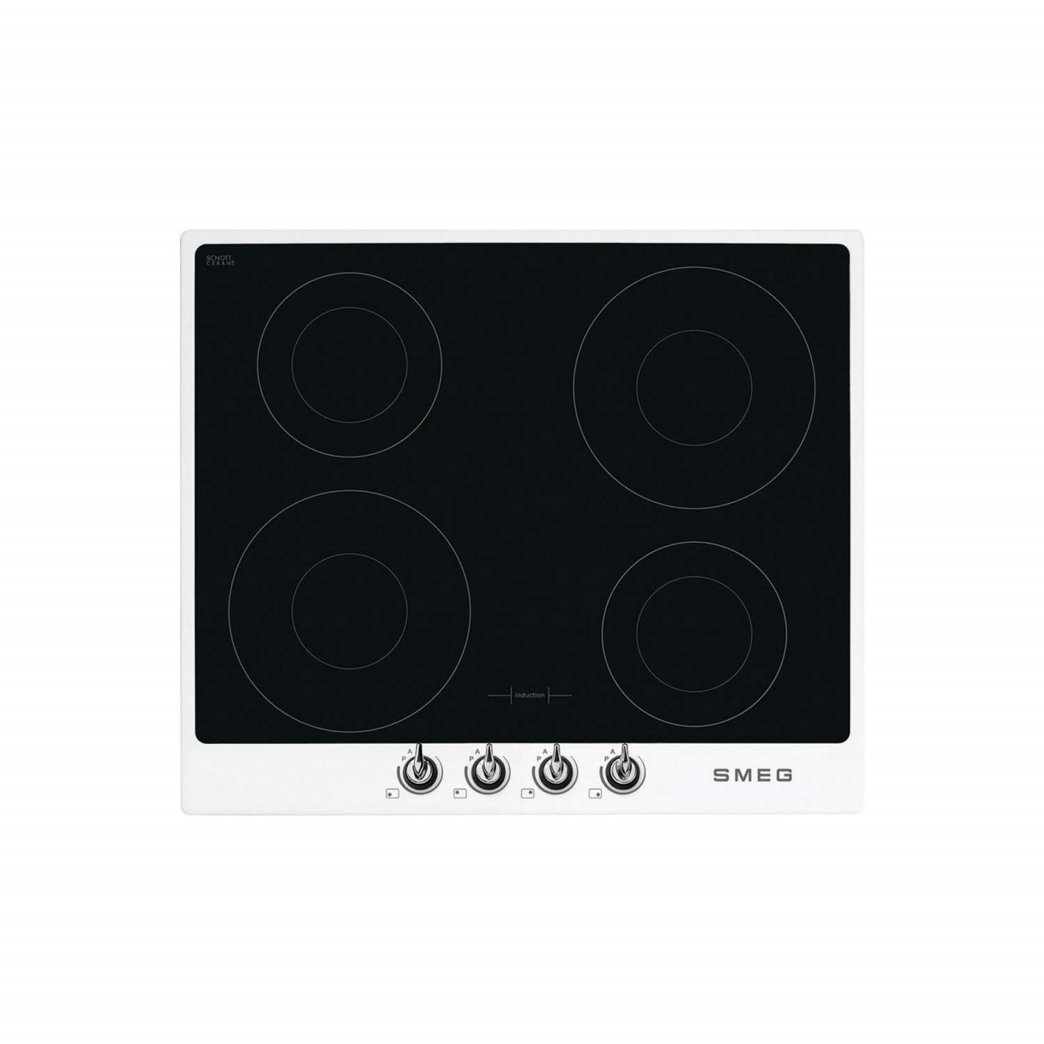 Smeg PI964B Victoria 60cm Four Zone Induction Hob White Frame Appliances Direct
