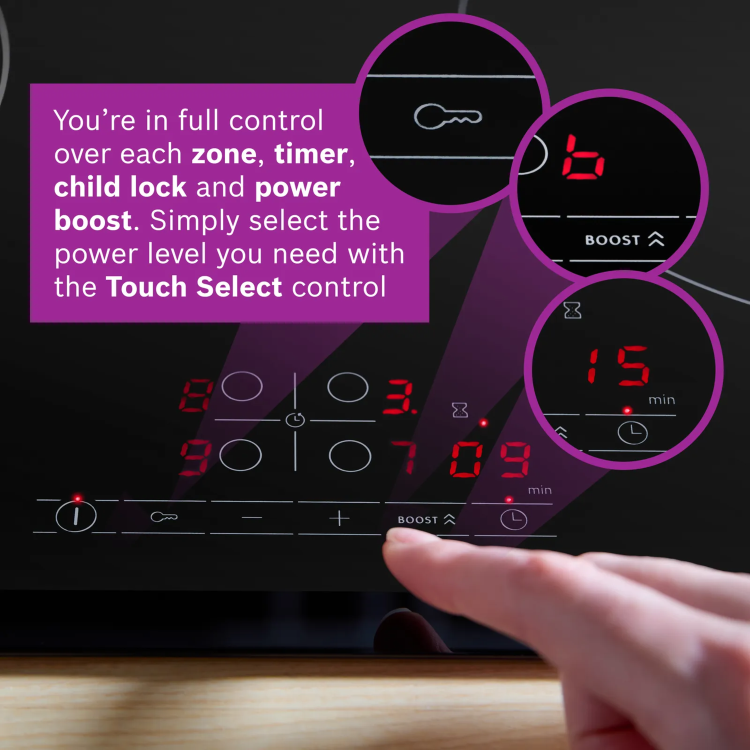 Bosch Series 4 60cm 4 Zone Induction Hob with Bevelled Front