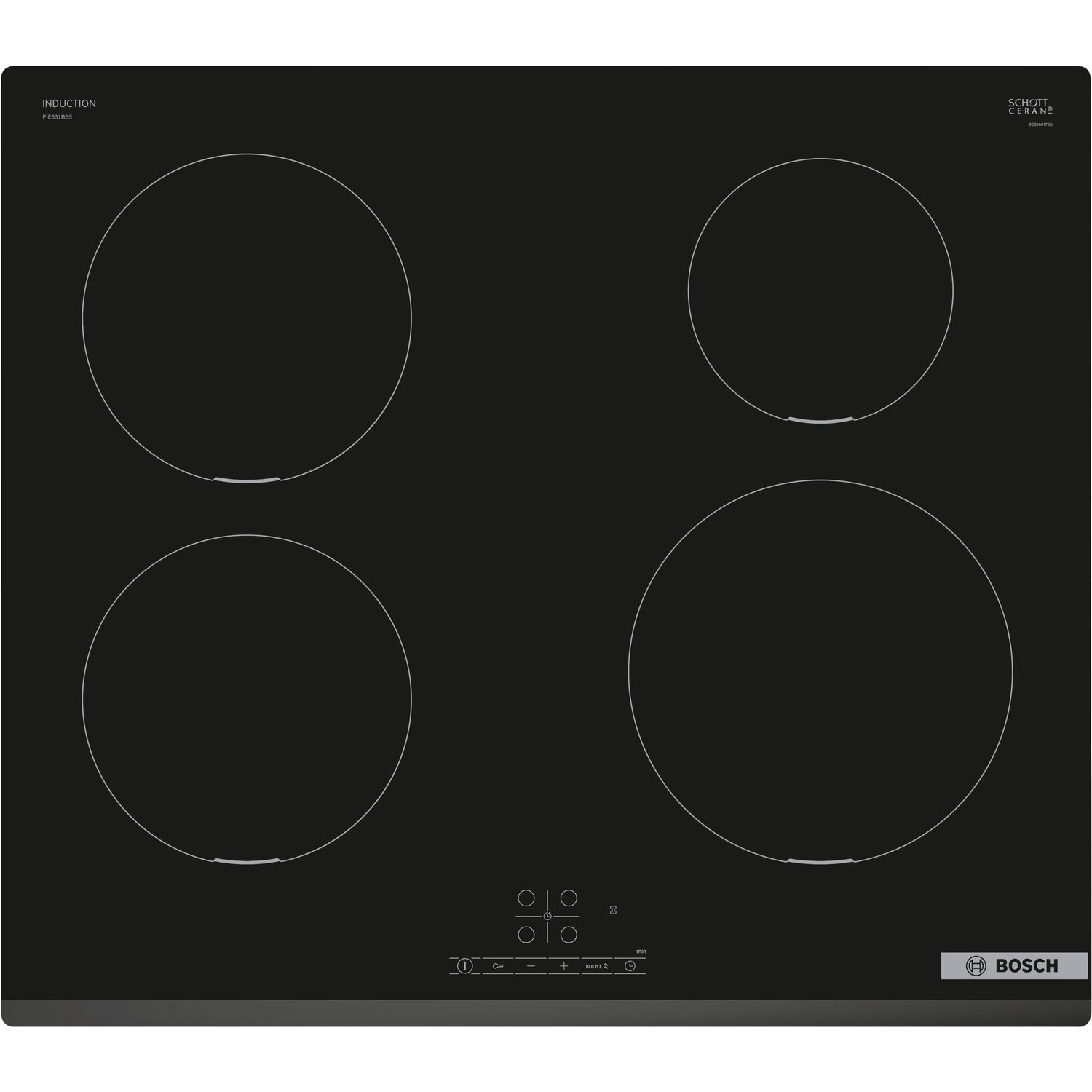 Bosch PIE631BB5E Series 4 60cm 4 Zone Induction Hob with QuickStart