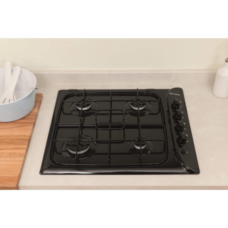 Indesit PIM640ASBK 60cm 4 Burner Gas Hob in Black