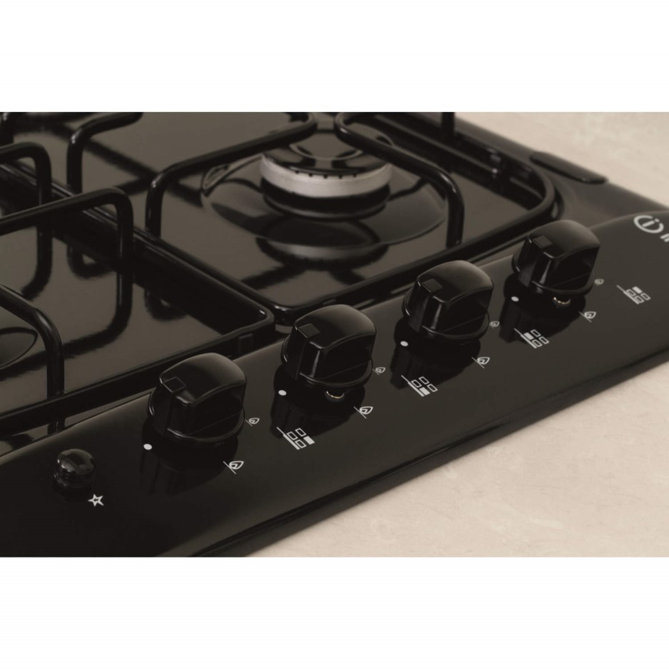 Indesit PIM640ASBK 60cm 4 Burner Gas Hob in Black Appliances Direct
