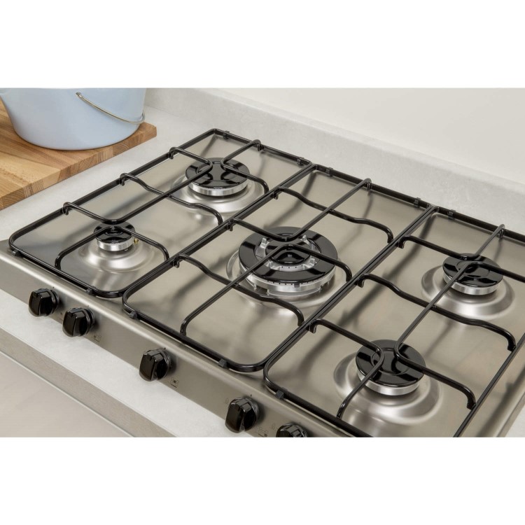 Indesit PIM750ASTIX 70cm Five Burner Gas Hob Stainless Steel