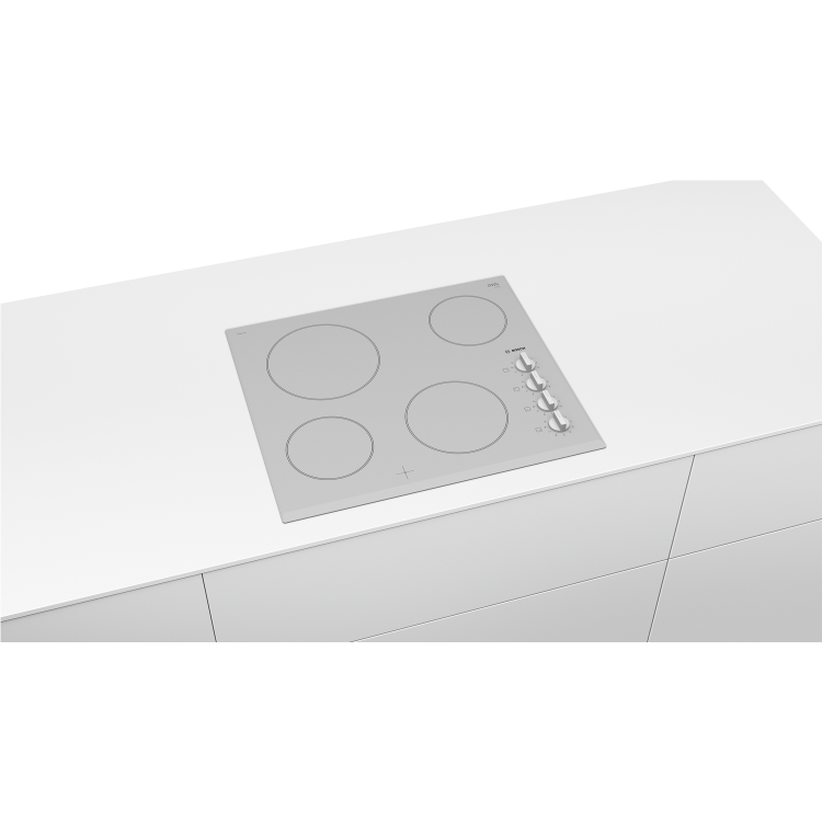 Bosch PKE652CA1E Serie 2 Side Dial Control 56cm Four Zone Ceramic Hob - White Glass
