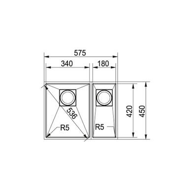 Franke PKX160_34-18LDP Peak Undermount 1.5 Bowl Sink and Tap Designer Pack - LHSB
