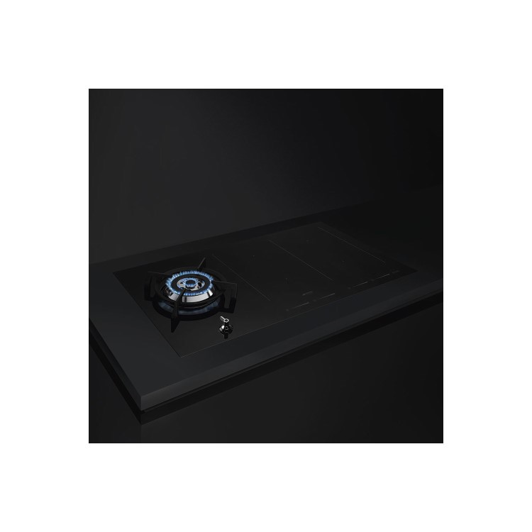 Smeg PM3912WLD 90cm Classic Mixed Fuel Hob - 1 Gas Wok Burner 2 Induction Multizones