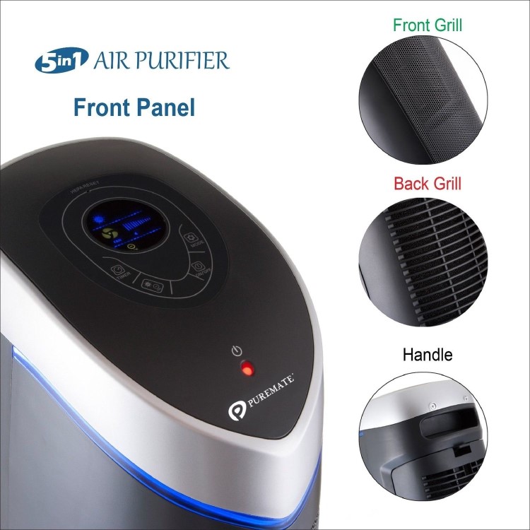Puremate PM520 Air purifier with true HEPA and Ioniser with UV-C and odour reduction - Great for large rooms up to 56sqm