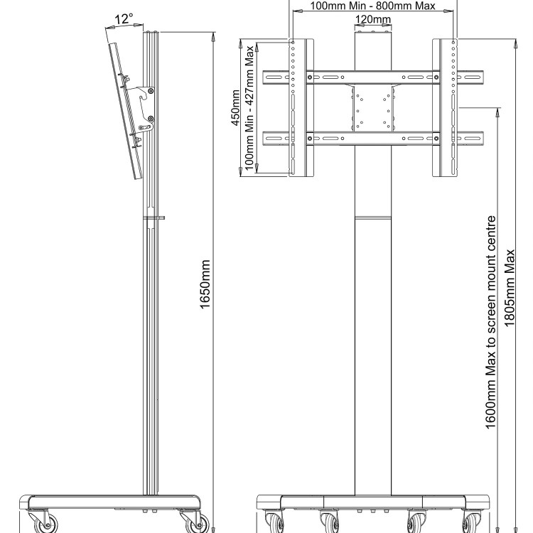 PMV Trolley VC/AV Trolley up to 55" Displays