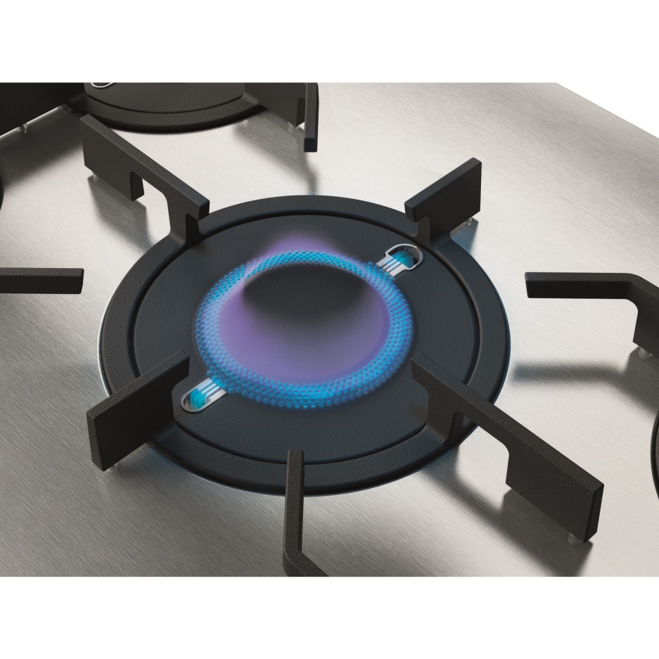 Whirlpool PMW75D2IXL W Collection 75cm Wide Five Burner Gas Hob Stainless Steel With Cast Iron