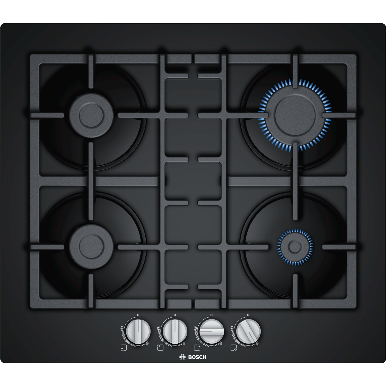 Refurbished Bosch Serie 4 PNP6B6B90 60cm Gas-on-glass 4 Burner Gas Hob Black