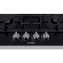 Refurbished Bosch Serie 4 PNP6B6B90 60cm 4 Burner Gas-on-glass Hob With Cast Iron Pan Stands Black