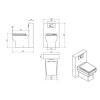 Back to Wall WC Toilet Unit &amp; Square Toilet with Heavy Duty Seat - W500 x H790mm