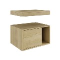 600mm Wood Effect Wall Hung Countertop Vanity Shelves - Porto