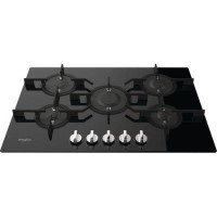GRADE A1 - Whirlpool POW75D2NB 75cm Five Burner Gas-on-glass Hob - Black