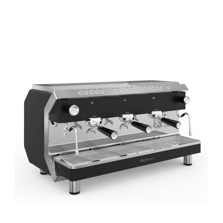 La Pavoni Geniale 3 Group Automatic Coffee Machine - 21 Litre Boiler - Black & Stainless Steel