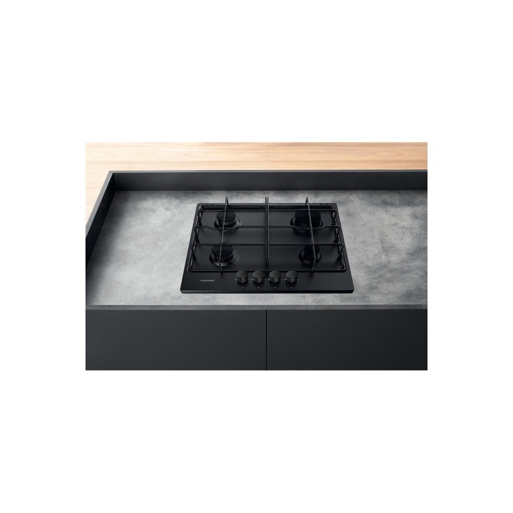 Refurbished Hotpoint PPH60PFNB 58cm 4 Burner Gas Hob Black