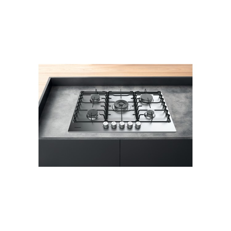 Hotpoint 75cm 5 Burner Gas Hob - Stainless Steel