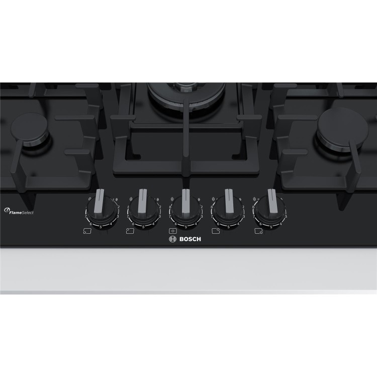 Bosch Series 6 75cm 5 Burner Gas Hob - Black Glass